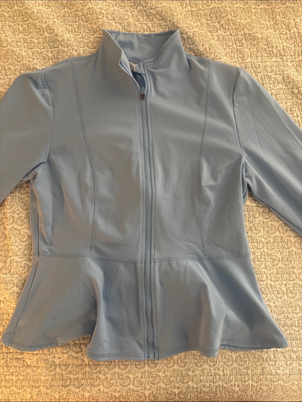 Yogalicious Light Blue Zip-Front Peplum Jacket